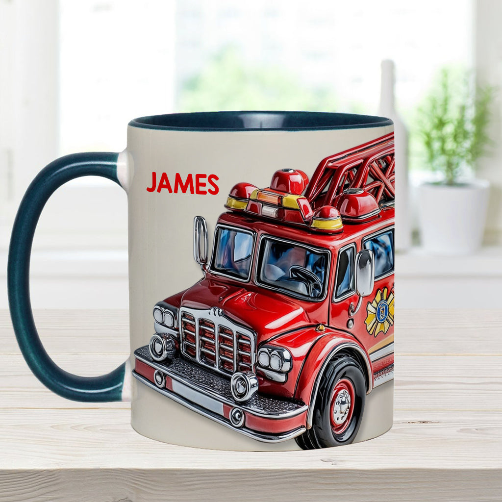 Easily Distracted by Firetruck - Personalized Firefighter Accent Mug