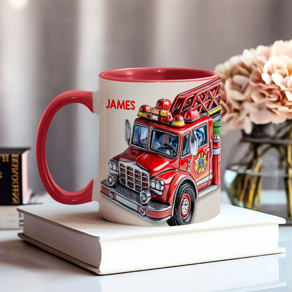 Easily Distracted by Firetruck - Personalized Firefighter Accent Mug