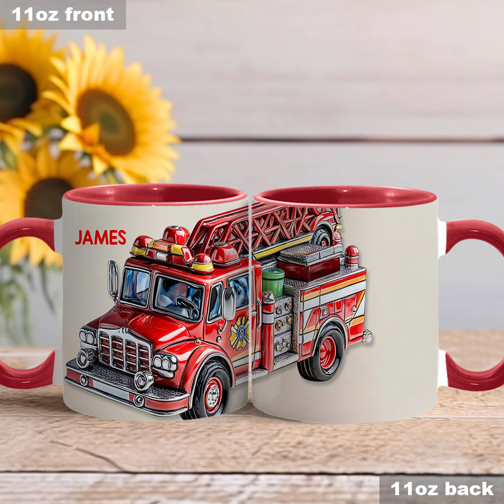 Easily Distracted by Firetruck - Personalized Firefighter Accent Mug