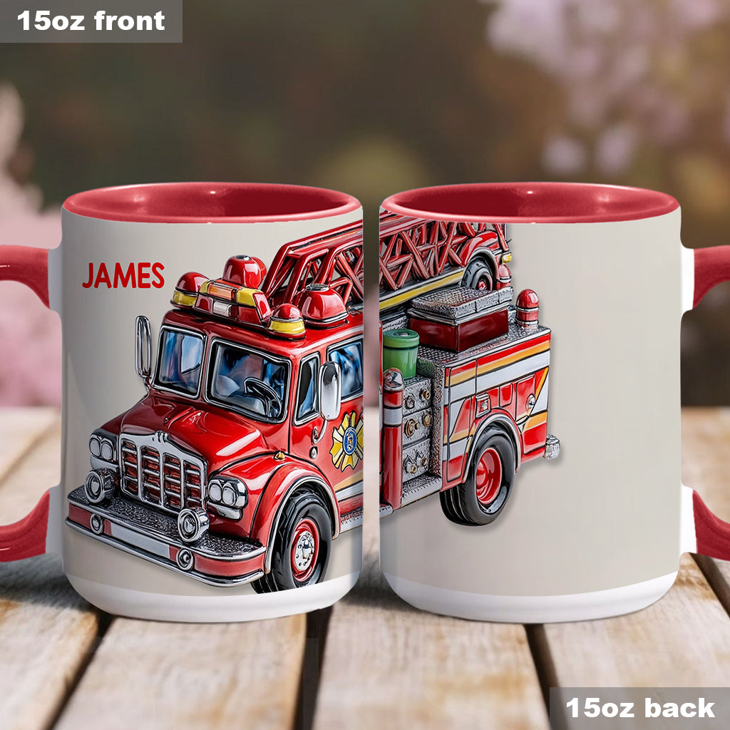 Easily Distracted by Firetruck - Personalized Firefighter Accent Mug