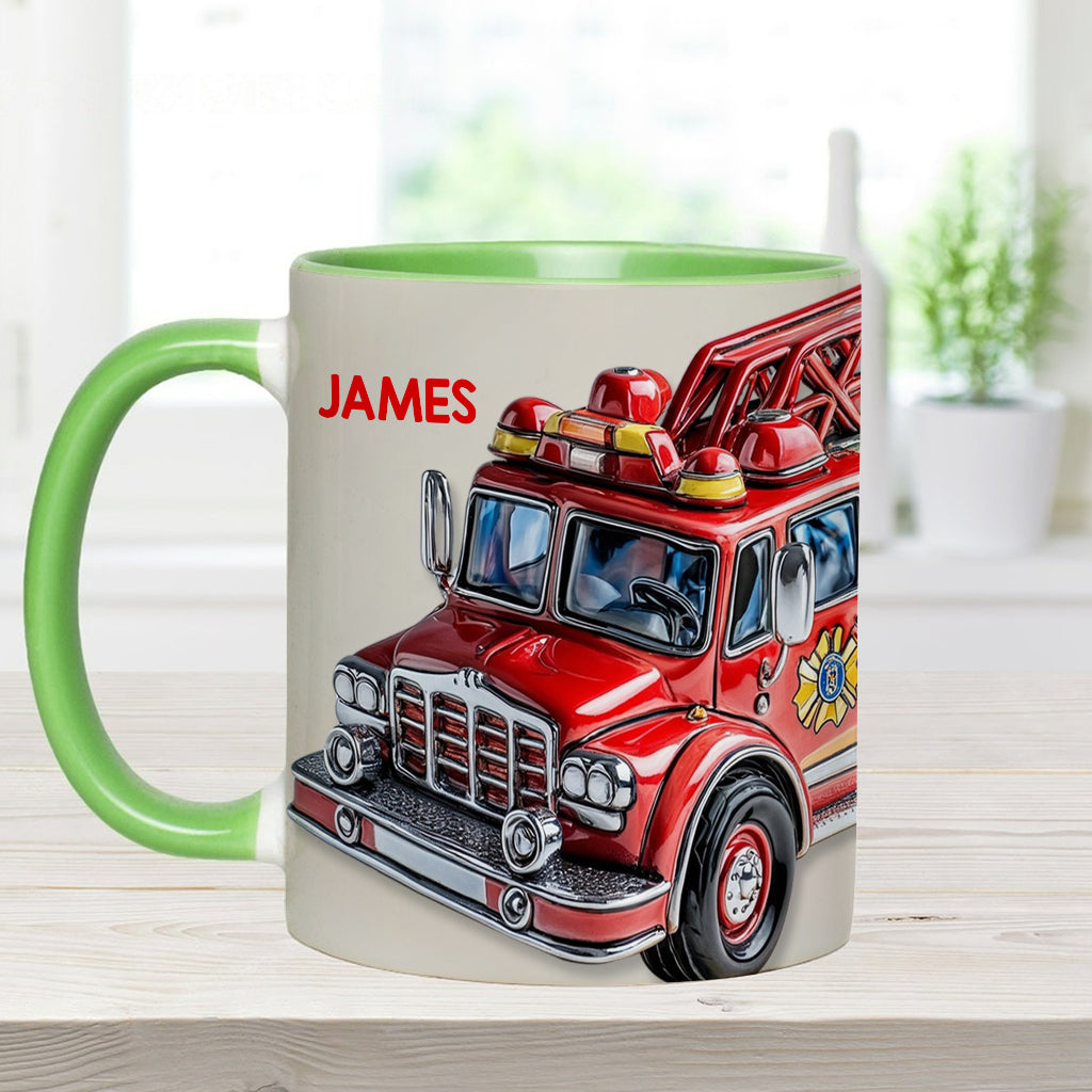 Easily Distracted by Firetruck - Personalized Firefighter Accent Mug