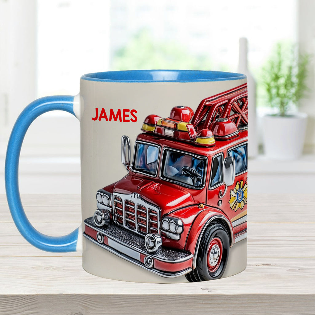 Easily Distracted by Firetruck - Personalized Firefighter Accent Mug