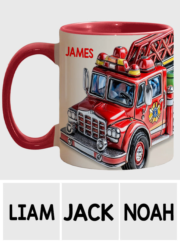 Easily Distracted by Firetruck - Personalized Firefighter Accent Mug
