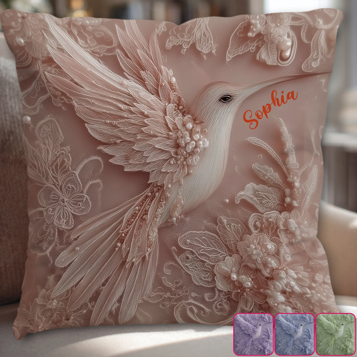 Beautiful Hummingbird - Personalized Hummingbird Throw Pillow