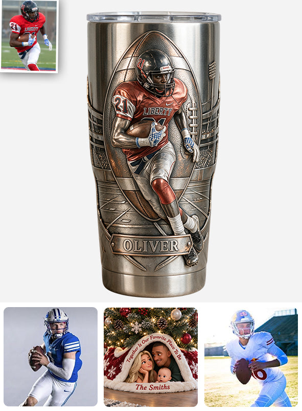 Custom Football Player Photo - Personalized Football Tumbler