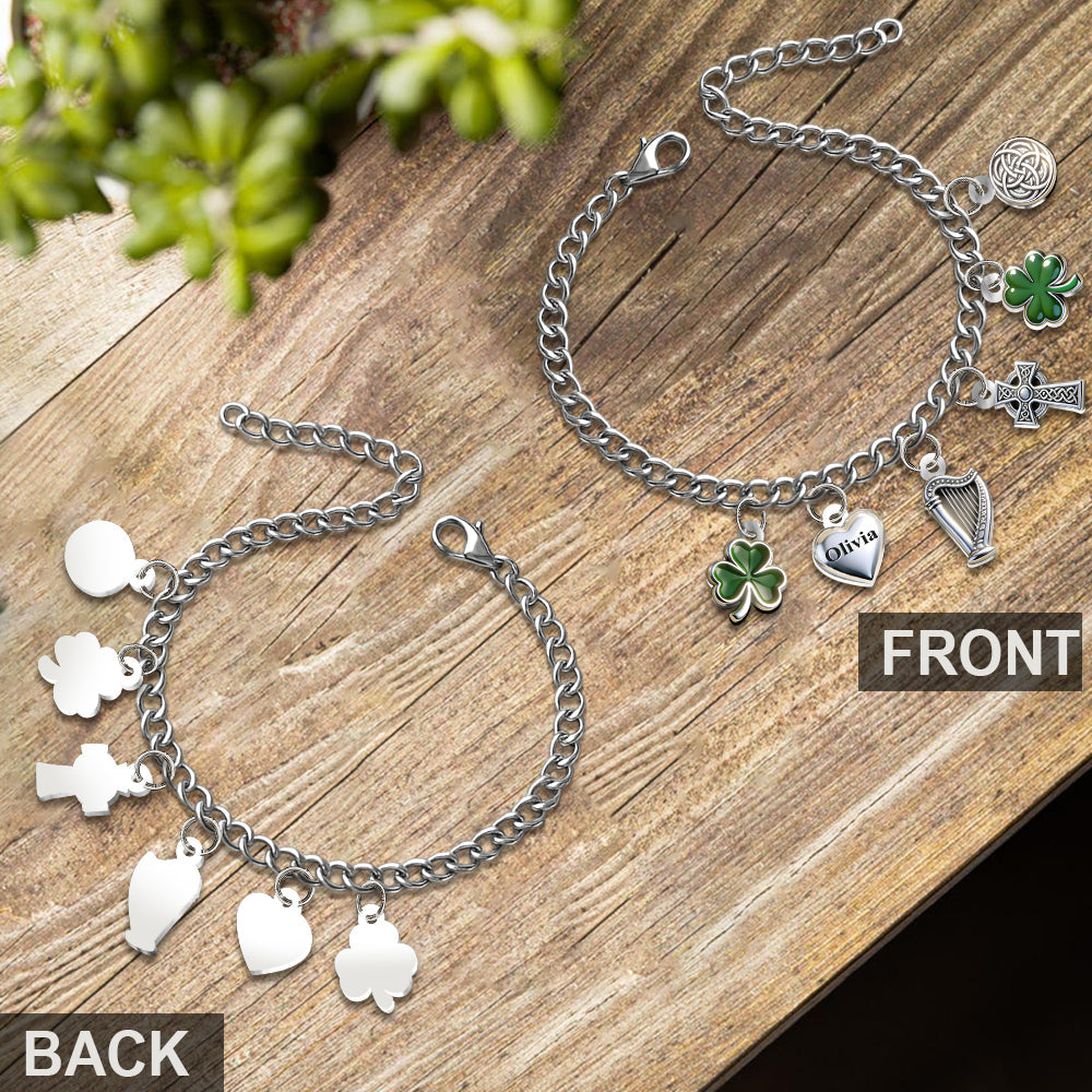 Celebrate St. Patrick's Day - Personalized Irish Bracelet With Charms