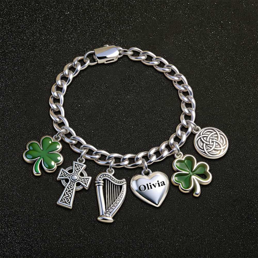 Celebrate St. Patrick's Day - Personalized Irish Bracelet With Charms
