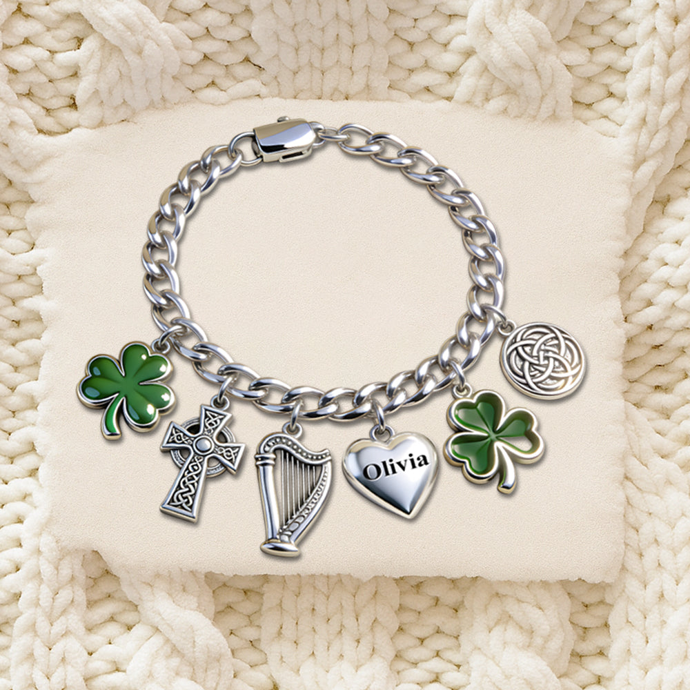 Celebrate St. Patrick's Day - Personalized Irish Bracelet With Charms