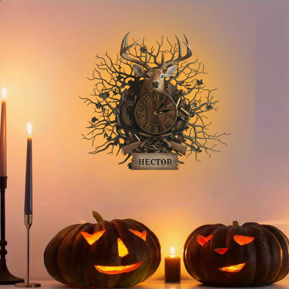 Deer Hunter Gift - Personalized Hunting LED Light Wall Clock