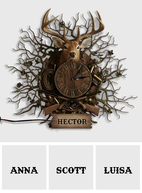Deer Hunter Gift - Personalized Hunting LED Light Wall Clock