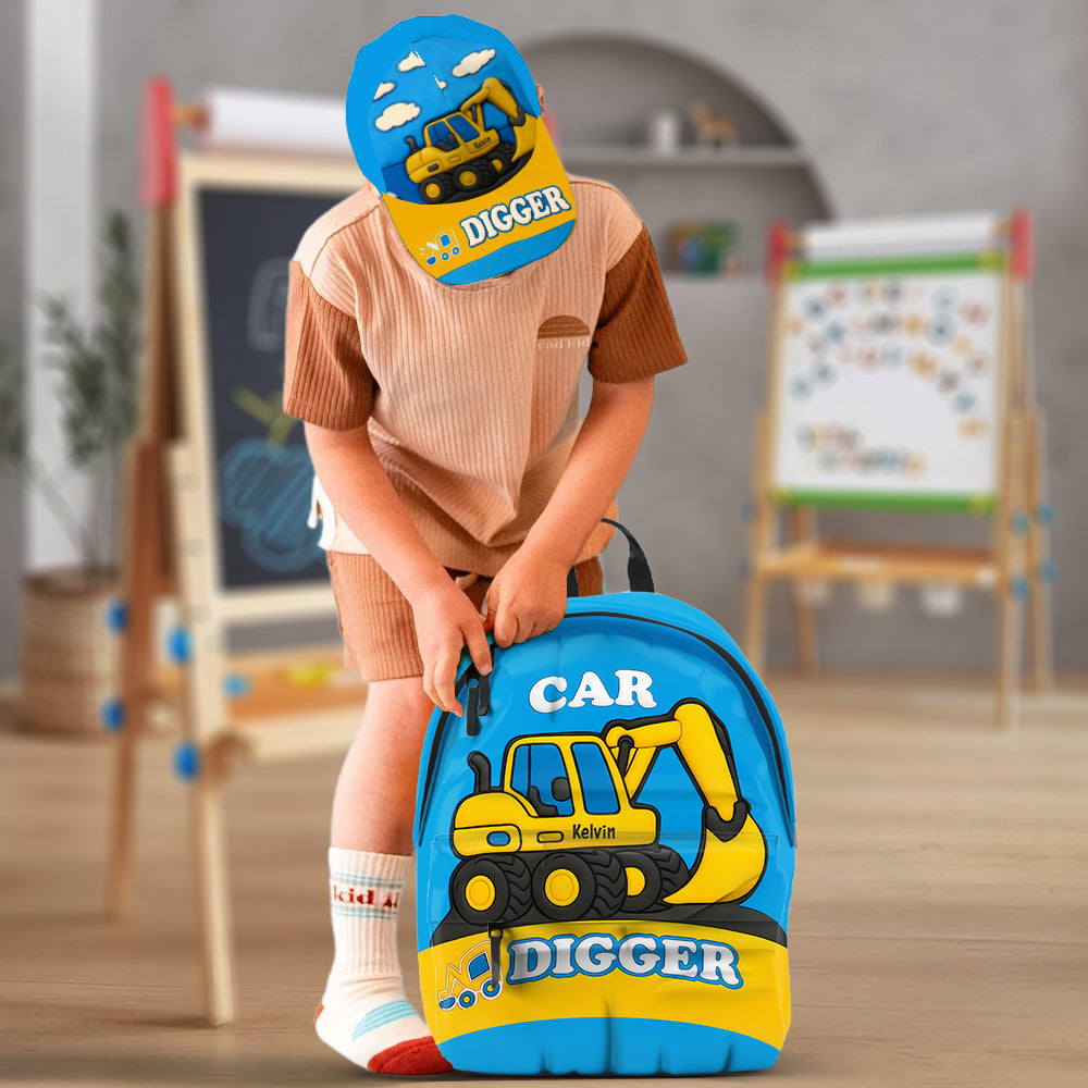 Excavator Cute Children's Gift - Personalized Kid Classic Cap & Backpack
