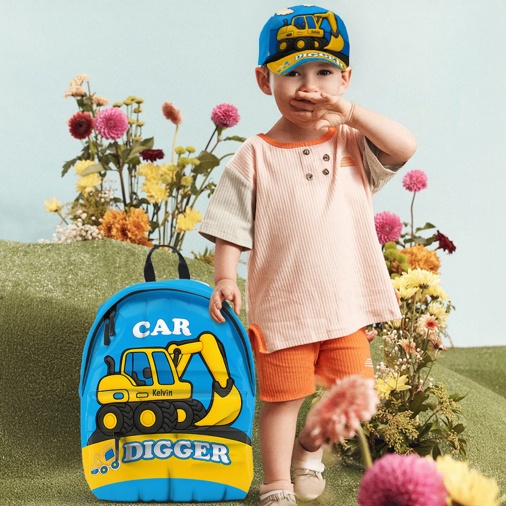 Excavator Cute Children's Gift - Personalized Kid Classic Cap & Backpack