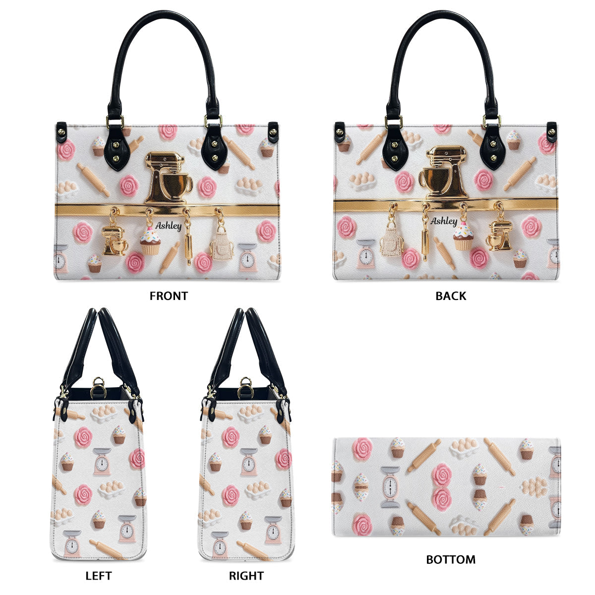 Baking Charms - Personalized Baking Leather Handbag & Leather Long Wallet