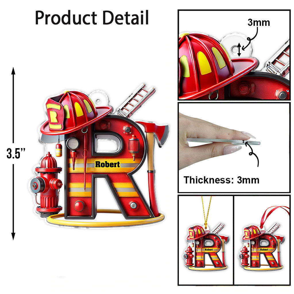 Firefighter Alphabet Decoration - Personalized Firefighter Ornament