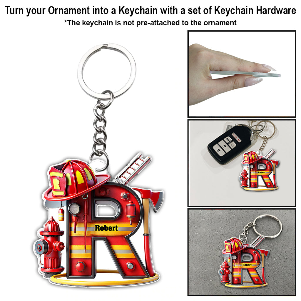 Firefighter Alphabet Decoration - Personalized Firefighter Ornament