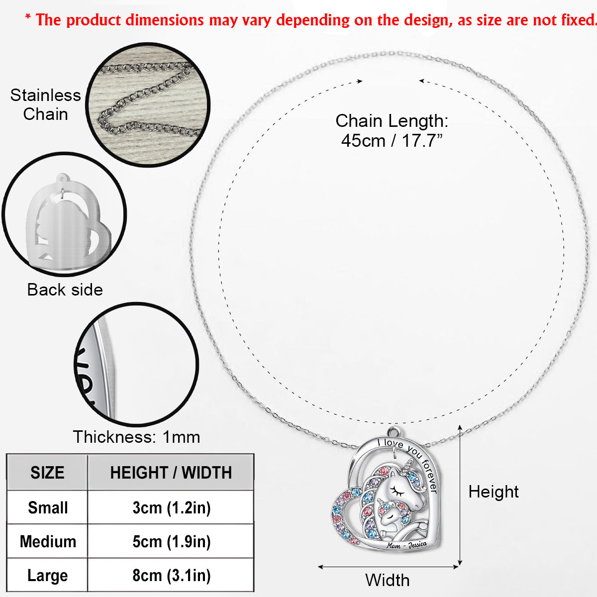 I Love You Forever - Personalized Kid Shaped Metal Pendant Necklace