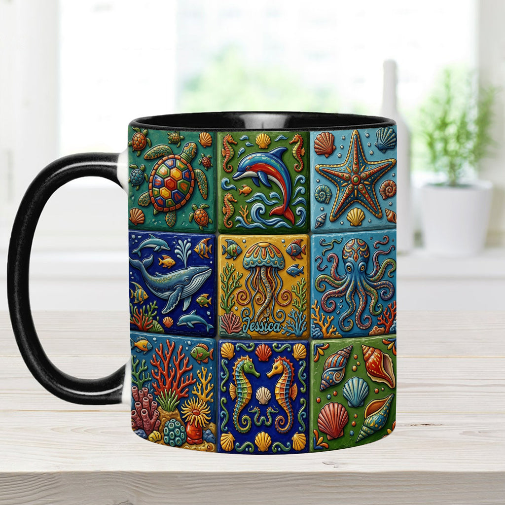 Sea Creatures - Personalized Sea Lover Accent Mug & Coaster