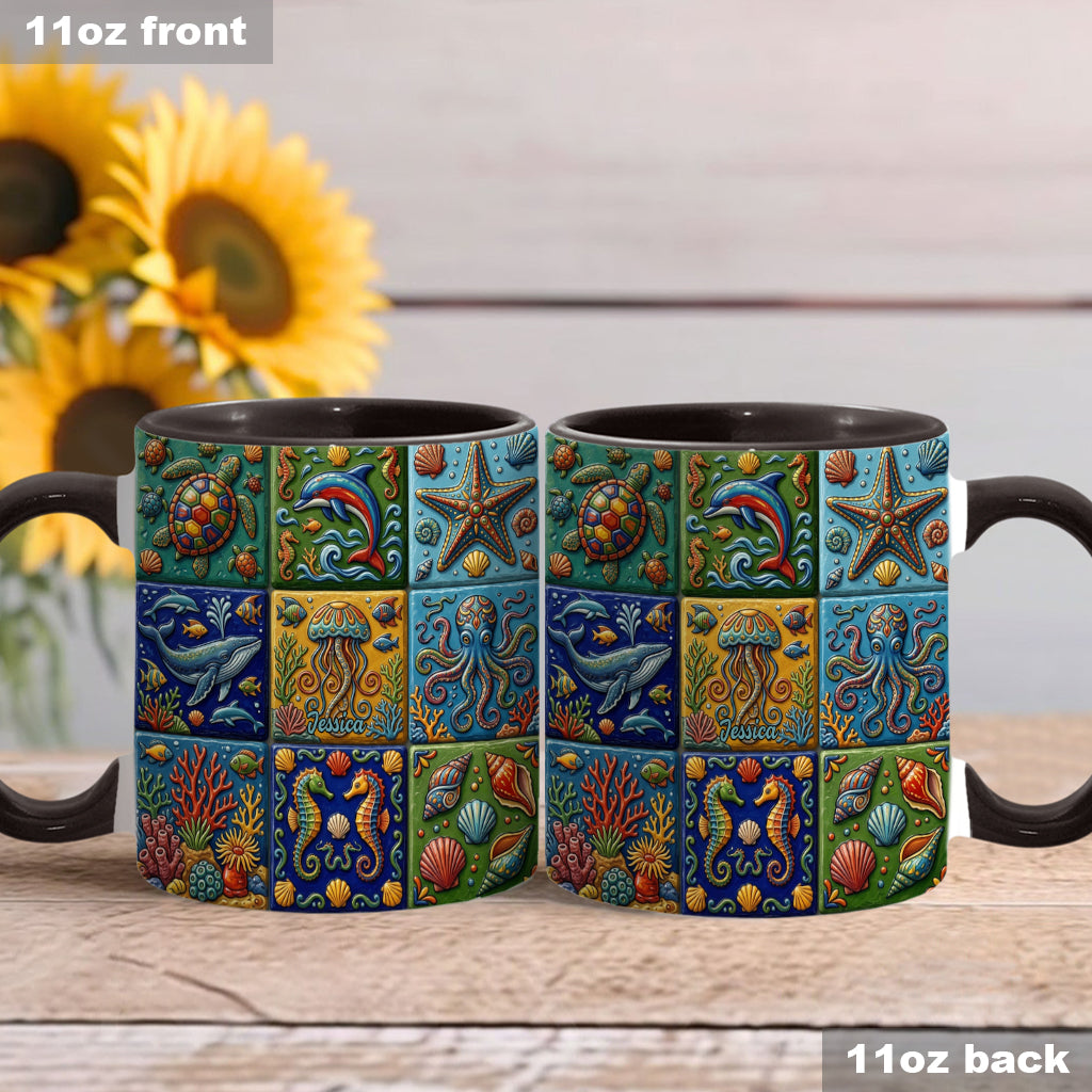 Sea Creatures - Personalized Sea Lover Accent Mug & Coaster