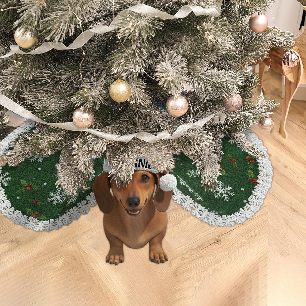 Merry Dogmas Custom Photo - Personalized Dog Shaped Tree Skirt