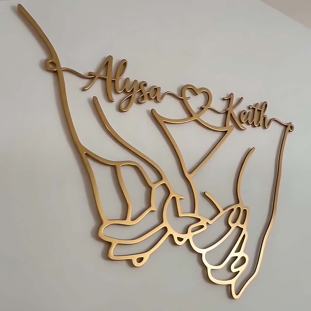 Together Forever Pinky Promise - Personalized Couple Cut Metal Sign