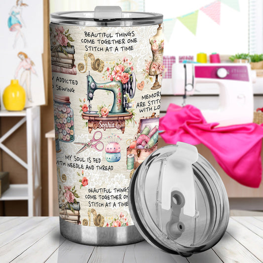 Sew Addicted To Sewing - Personalized Sewing Tumbler