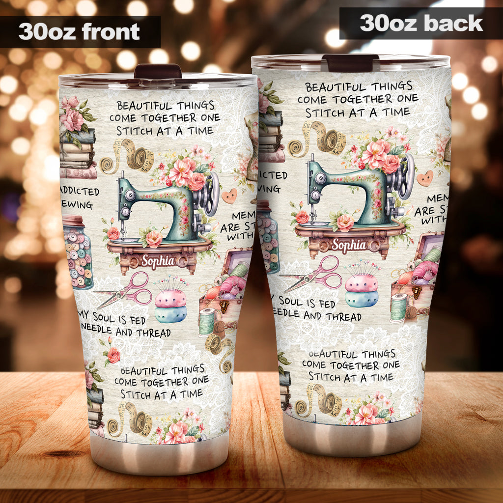 Sew Addicted To Sewing - Personalized Sewing Tumbler