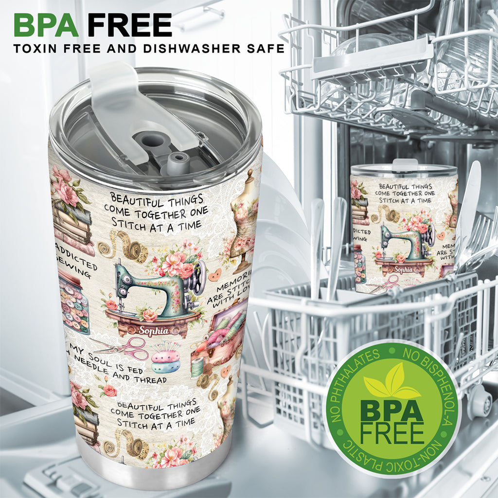 Sew Addicted To Sewing - Personalized Sewing Tumbler