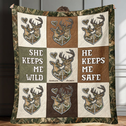 Hunting Couple - Personalized Hunting Blanket