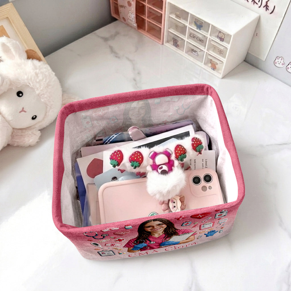 Nursing Is A Work Of Heart - Personalized Nurse Rectangle Storage Basket
