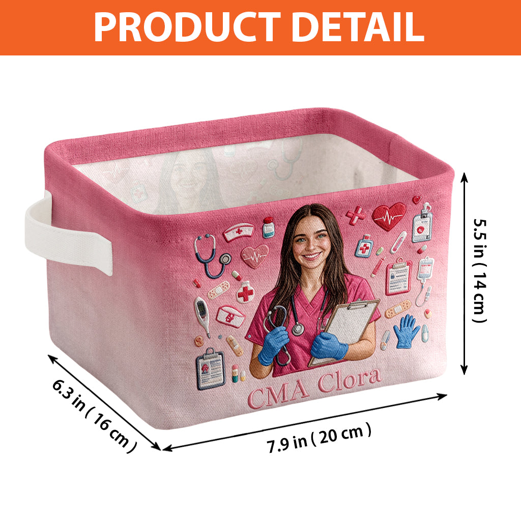 Nursing Is A Work Of Heart - Personalized Nurse Rectangle Storage Basket