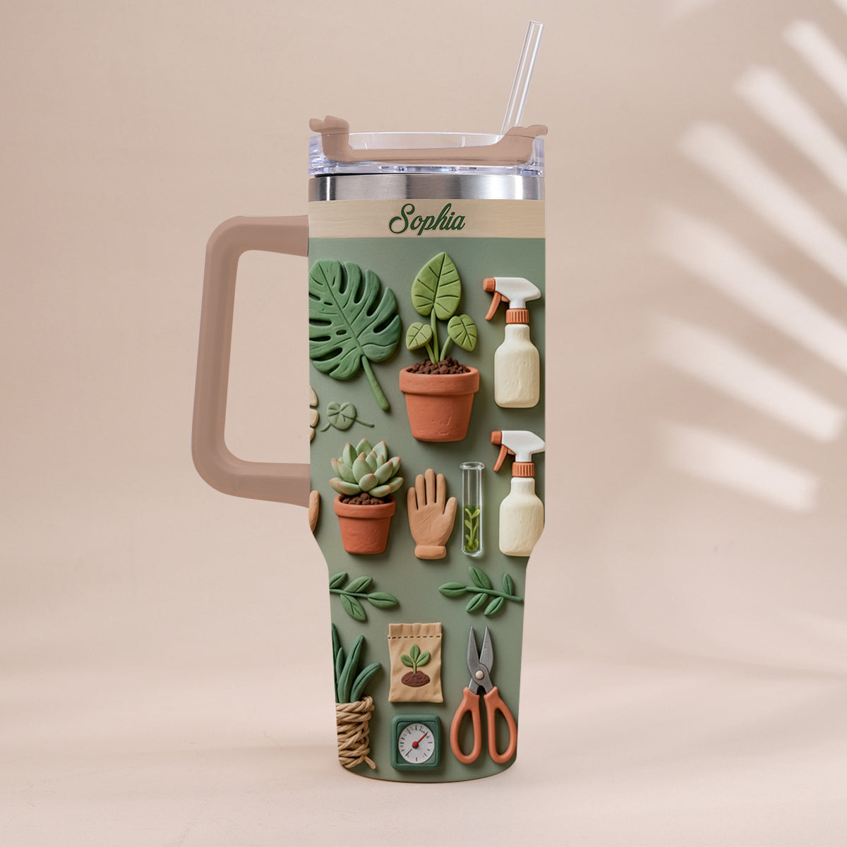 Plant Mom - Personalized Gardening Tumbler With Handle