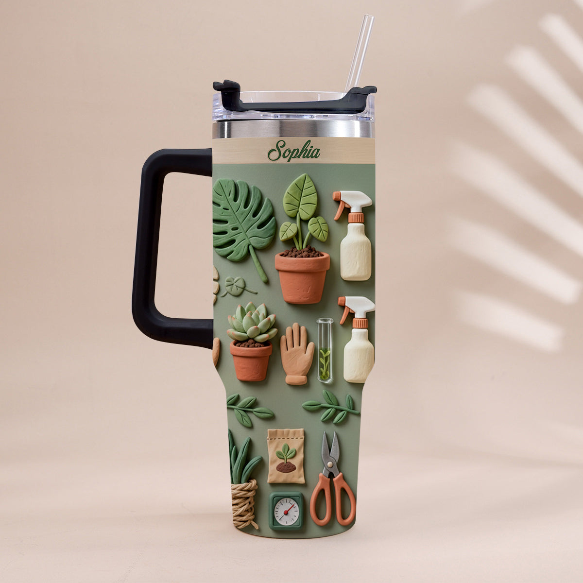 Plant Mom - Personalized Gardening Tumbler With Handle