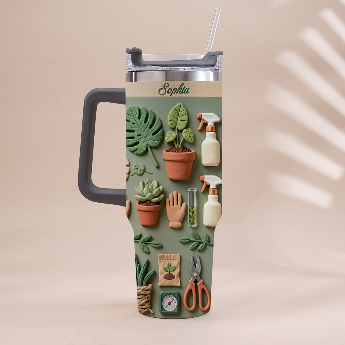 Plant Mom - Personalized Gardening Tumbler With Handle