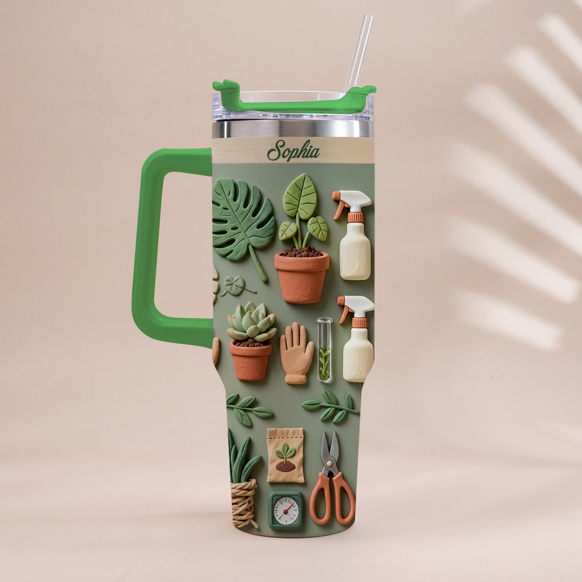 Plant Mom - Personalized Gardening Tumbler With Handle