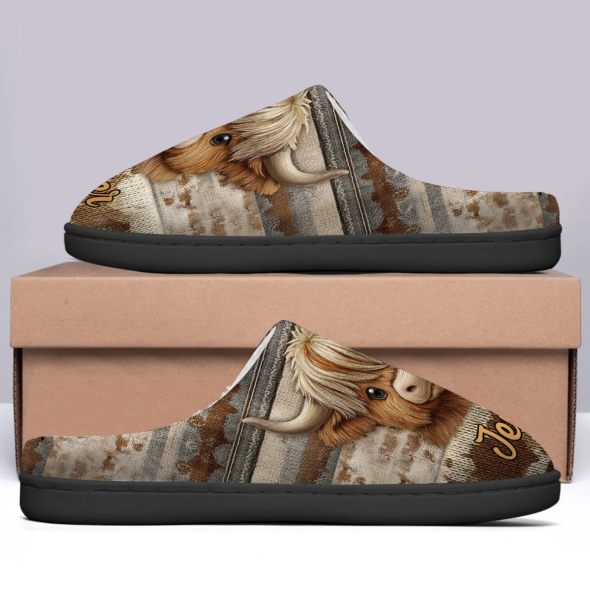 Cute Highland Cow - Personalized Highland Cow Slippers