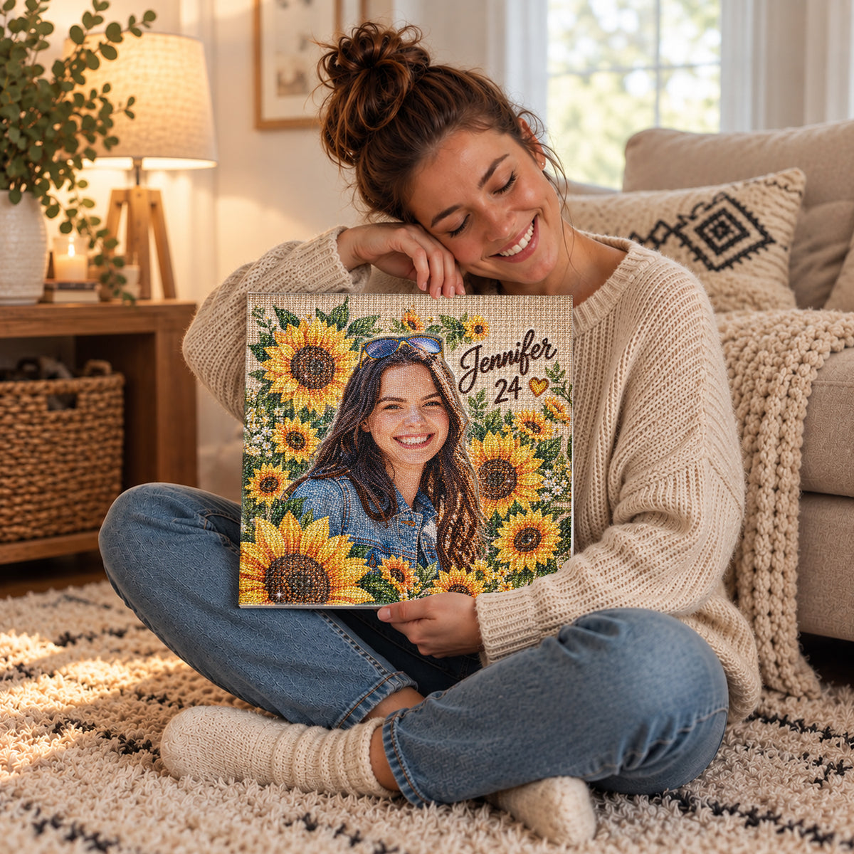 Flower Art Birthday Gift - Personalized Birthday Diamond Painting Canvas Kit