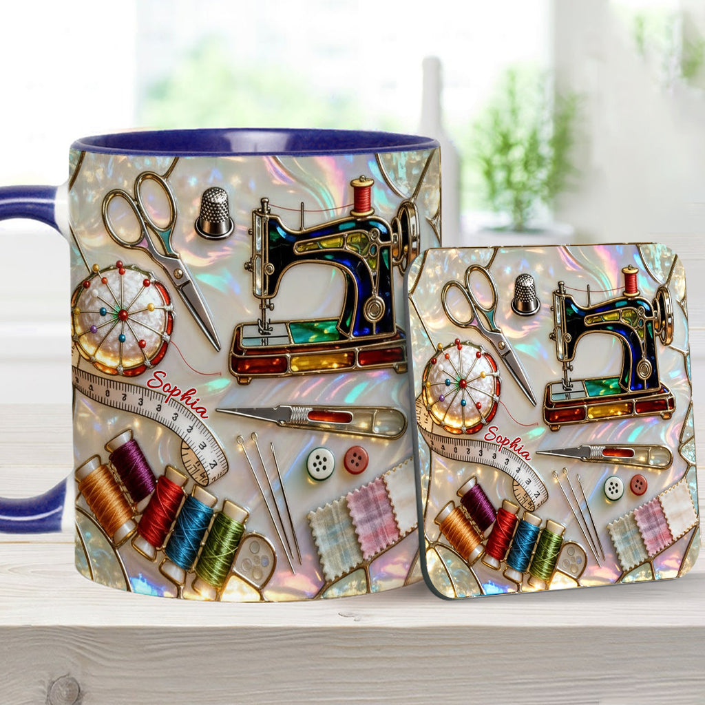 Love Sewing - Personalized Sewing Accent Mug & Coaster