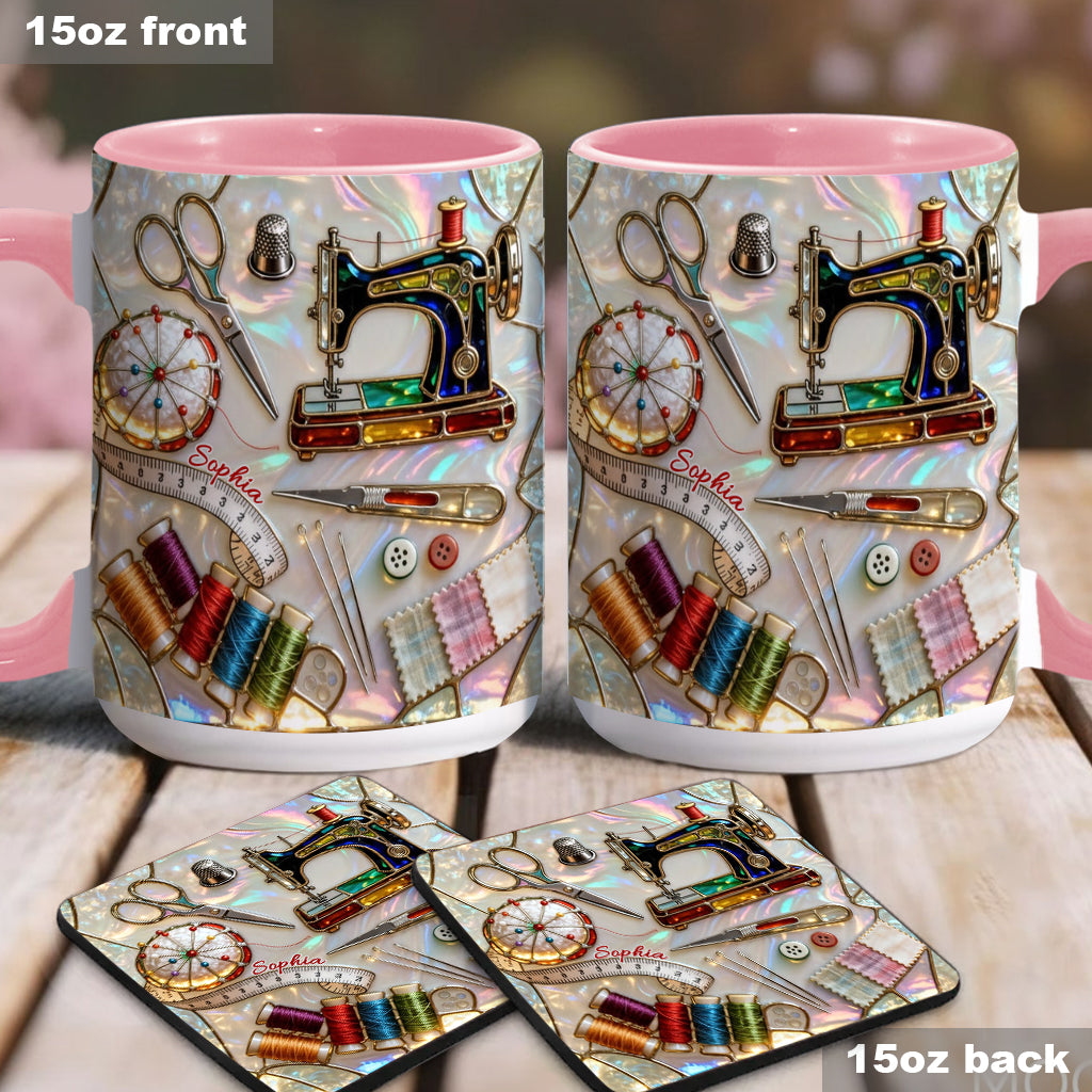 Love Sewing - Personalized Sewing Accent Mug & Coaster