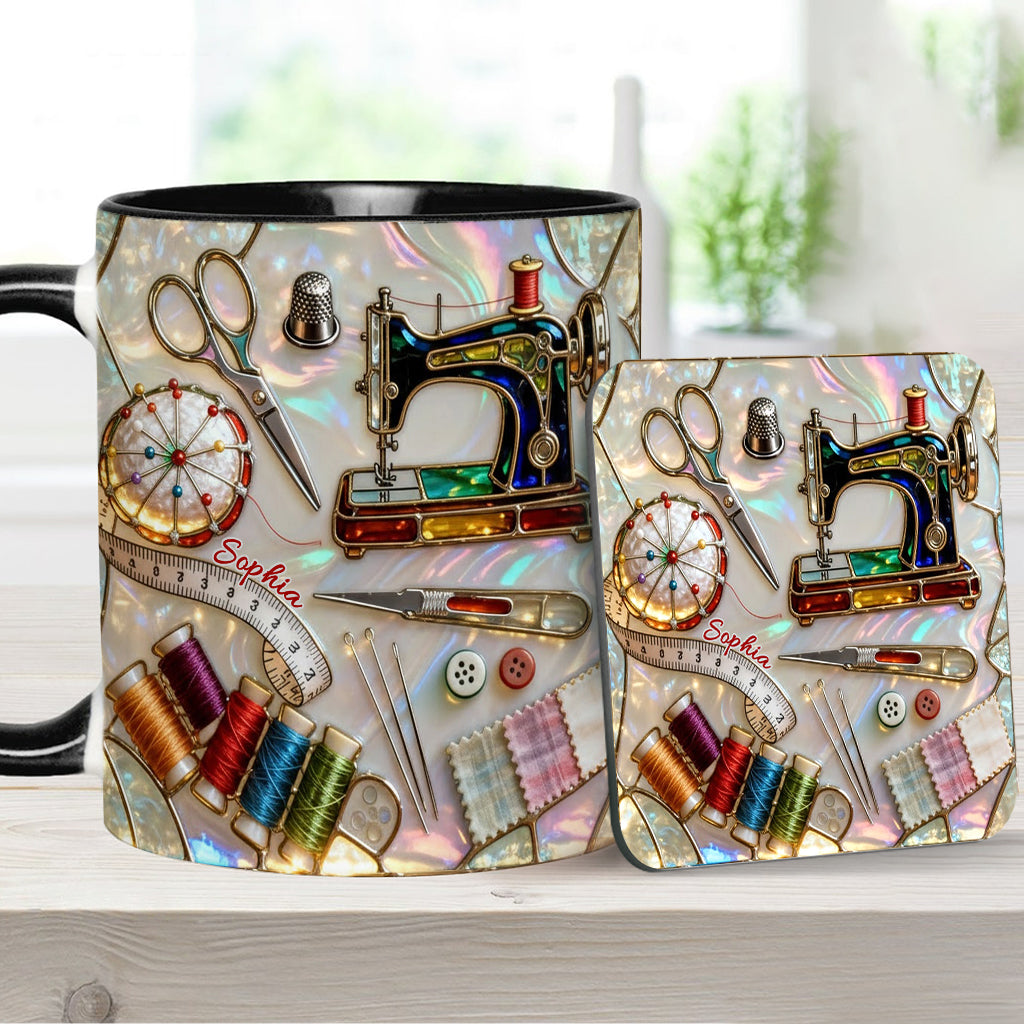 Love Sewing - Personalized Sewing Accent Mug & Coaster