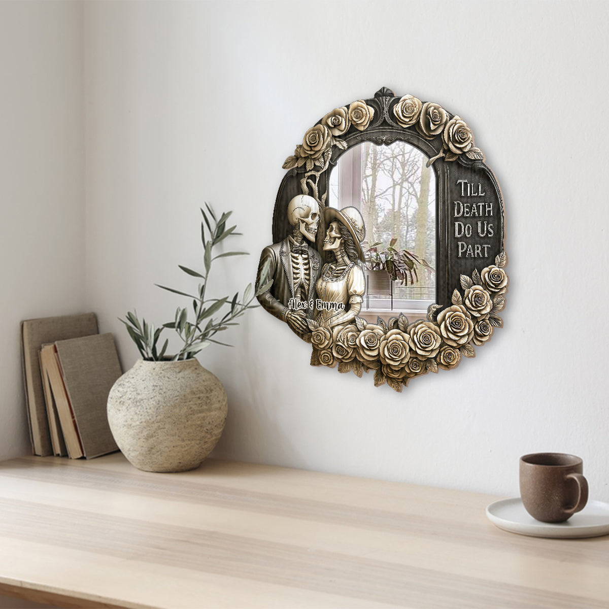 Til Death Do Us Part - Personalized Skull Wall Hanging Mirror