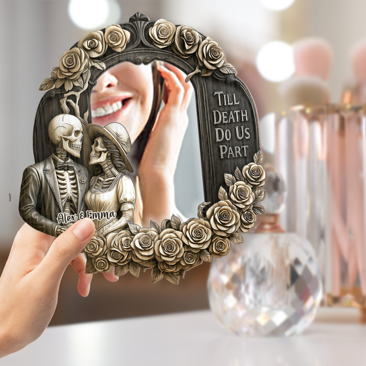 Til Death Do Us Part - Personalized Skull Wall Hanging Mirror