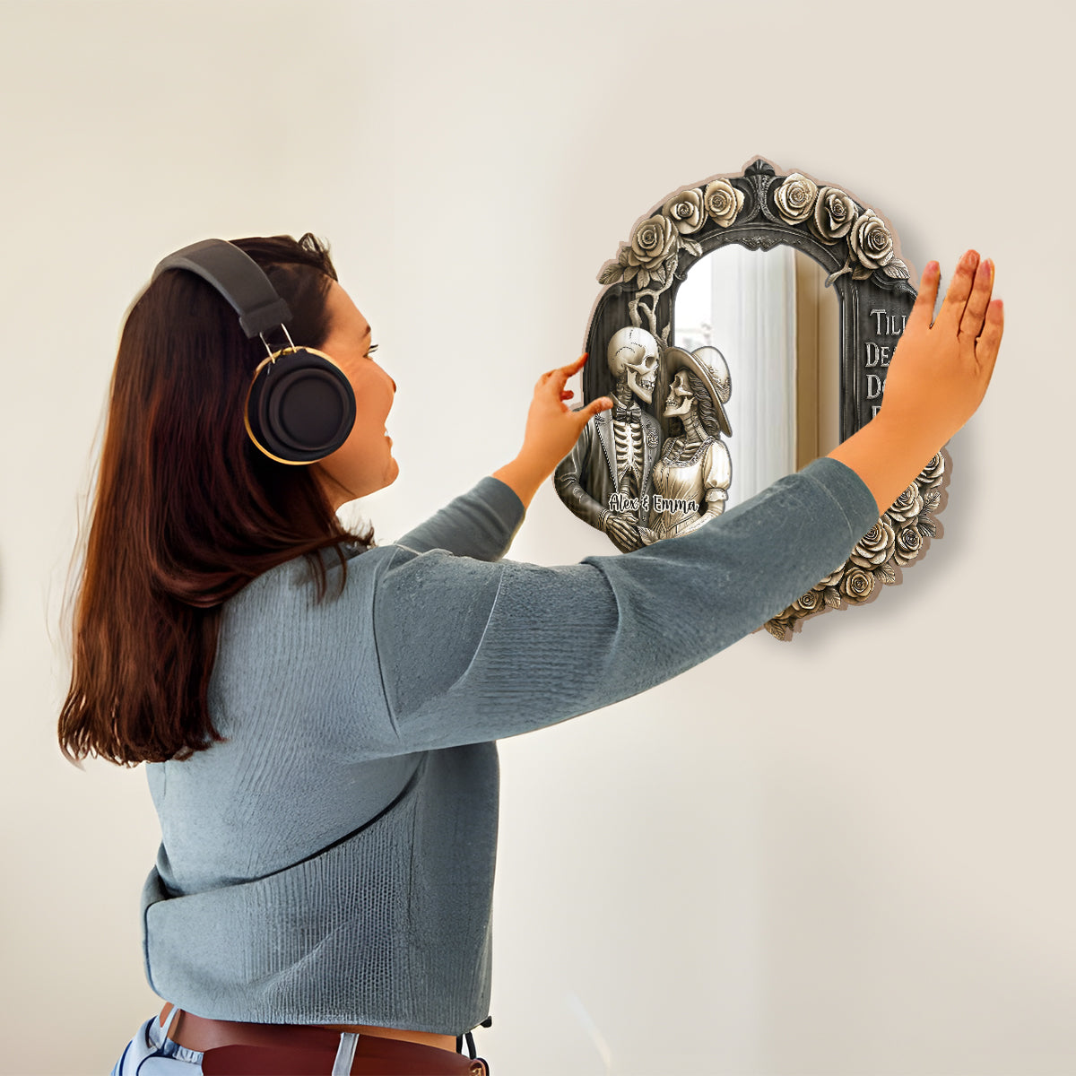 Til Death Do Us Part - Personalized Skull Wall Hanging Mirror