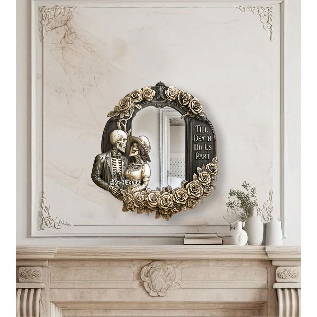 Til Death Do Us Part - Personalized Skull Wall Hanging Mirror