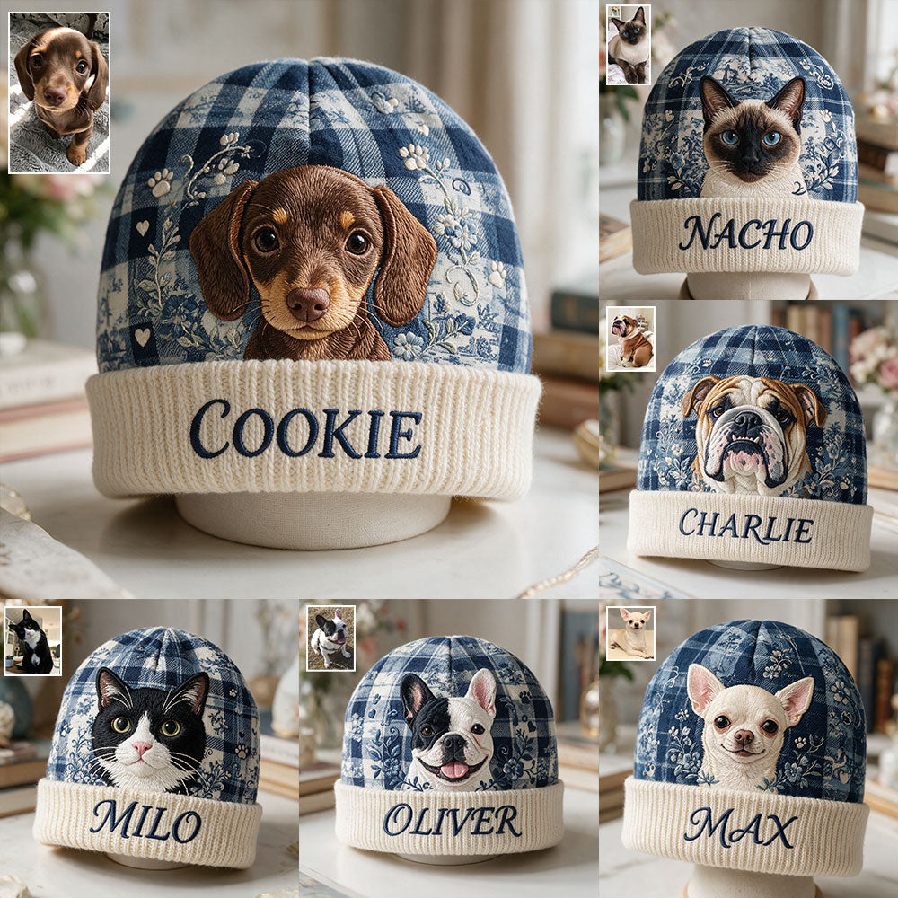 Dog Toile De Jouy - Personalized Dog Beanie Hat