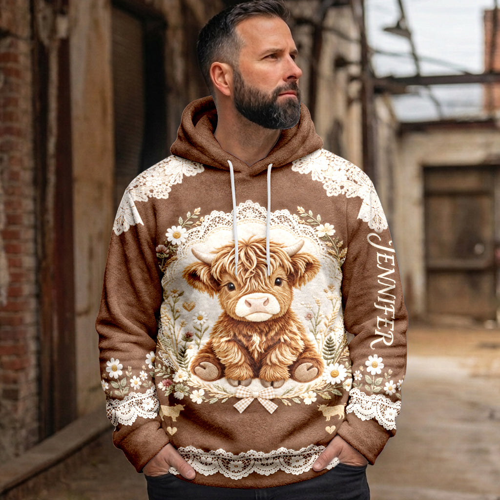 Beautiful Highland Cow - Personalized Highland Cow Fleece Hoodie
