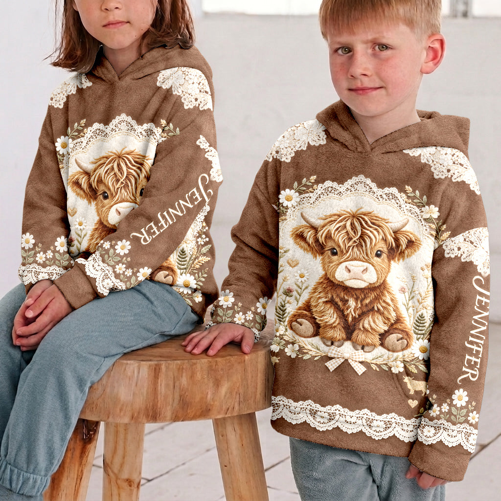 Beautiful Highland Cow - Personalized Highland Cow Fleece Hoodie