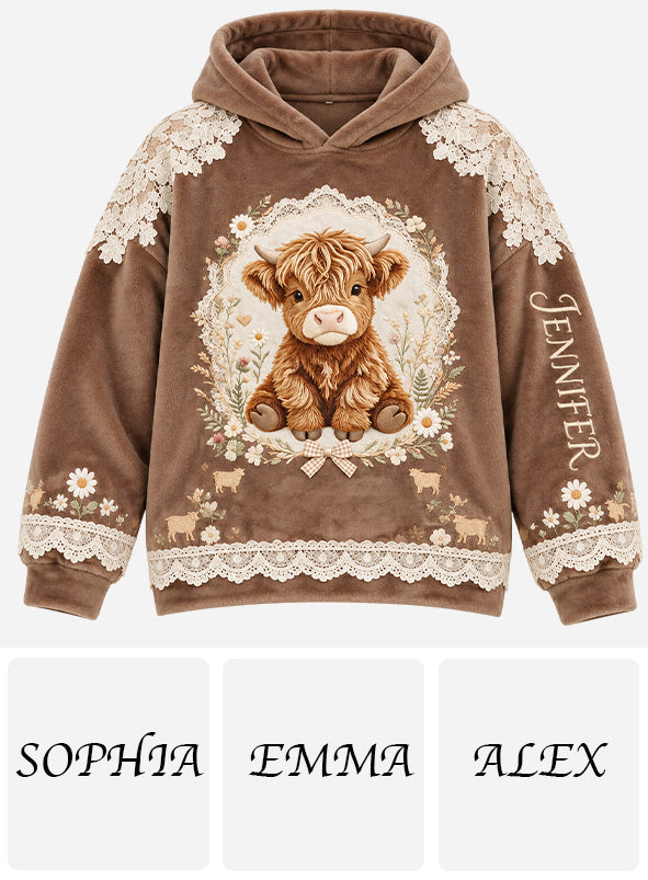 Beautiful Highland Cow - Personalized Highland Cow Fleece Hoodie