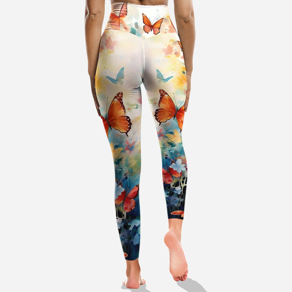 Colorful Butterfly - Personalized Butterfly Hoodie and Leggings