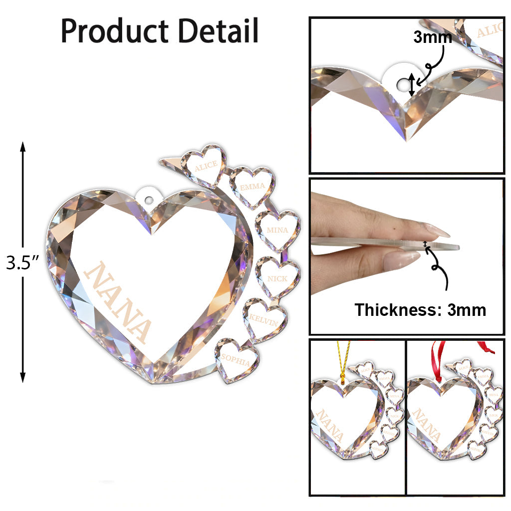 Sparkling Hearts - Personalized Family Transparent Ornament