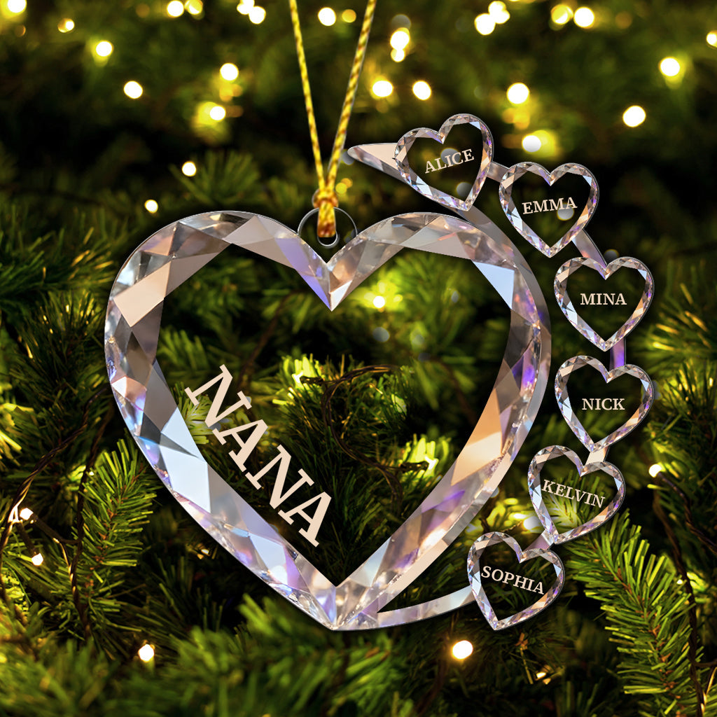 Sparkling Hearts - Personalized Family Transparent Ornament